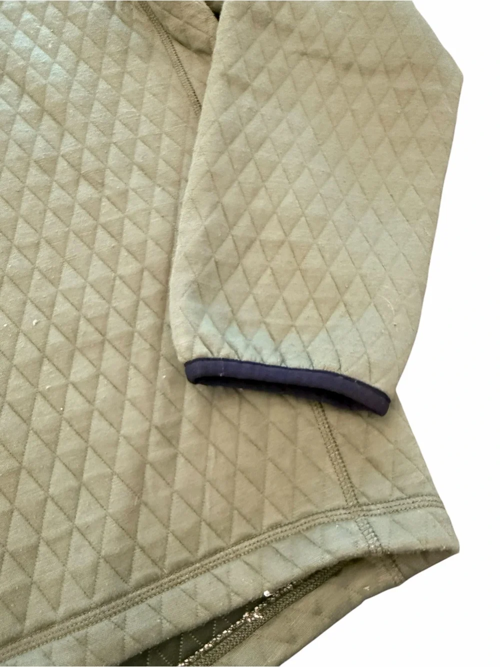 J.Crew Pullover Men Quilted Authentic Fleece Quarter Zip Green Outdoor XXL